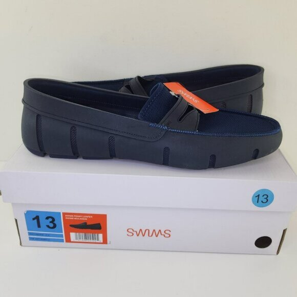 New SWIMS Black Loafer Slip On Navy Blue Shoes (13 US) main image 2